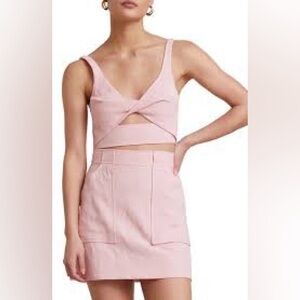 Bec + Bridge Bonnie Ramie Twist Front Cropped Tank Top & skirt in Peony size 4